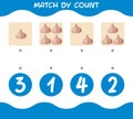 Match by count of cartoon garlics. Match and count game. Educational game for pre shool years kids and toddlers
