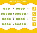 Match by count of cartoon kiwis. Match and count game. Educational game for pre shool years kids and toddlers
