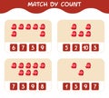 Match by count of cartoon mitten. Match and count game. Educational game for pre shool years kids and toddlers
