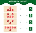 Match by count of cartoon mitten. Match and count game. Educational game for pre shool years kids and toddlers