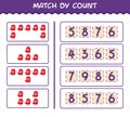 Match by count of cartoon mitten. Match and count game. Educational game for pre shool years kids and toddlers