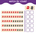 Match by count of cartoon mitten. Match and count game. Educational game for pre shool years kids and toddlers