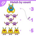 Match by count cartoon monsters-3 Royalty Free Stock Photo