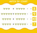 Match by count of cartoon olives. Match and count game. Educational game for pre shool years kids and toddlers