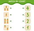 Match by count of cartoon pineapples. Match and count game. Educational game for pre shool years kids and toddlers