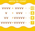 Match by count of cartoon reindeer. Match and count game. Educational game for pre shool years kids and toddlers Royalty Free Stock Photo