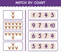 Match by count of cartoon reindeer. Match and count game. Educational game for pre shool years kids and toddlers Royalty Free Stock Photo