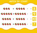 Match by count of cartoon rose apples. Match and count game. Educational game for pre shool years kids and toddlers