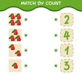 Match by count of cartoon rose apples. Match and count game. Educational game for pre shool years kids and toddlers