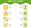 Match by count of cartoon quinces. Match and count game. Educational game for pre shool years kids and toddlers