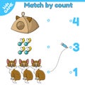 Match by count math game for kids cartoon cats