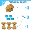 Match by count math game for kids cartoon dogs