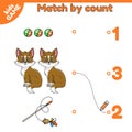 Match by count math game for kids cartoon cats