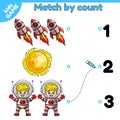 Match by count math game for kids on space theme
