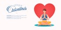 Women exercising in yoga pose or asana posture for happy ValentineÃ¢â¬â¢s Day banner template design.