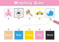 Match elements by color. Educational game for school and preschool Royalty Free Stock Photo