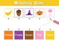 Match elements by color. Educational game for school and preschool. Sorting activity puzzle Royalty Free Stock Photo