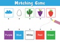 Match elements by color. Educational game for school and preschool. Sorting activity puzzle Royalty Free Stock Photo