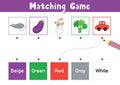 Match elements by color. Educational game for school and preschool. Sorting activity puzzle Royalty Free Stock Photo