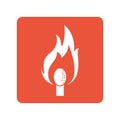 Match with fire flame block line style icon Royalty Free Stock Photo