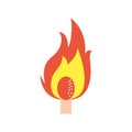 Match with fire flame flat style icon Royalty Free Stock Photo
