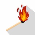 Match with fire icon, flat style Royalty Free Stock Photo