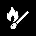 Match, fire sign solid icon. vector illustration isolated on black. glyph style design, designed for web and app. Eps 10 Royalty Free Stock Photo