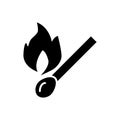 Match, fire sign solid icon. vector illustration isolated on white. glyph style design, designed for web and app. Eps 10 Royalty Free Stock Photo