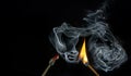 match with fire and smoke Royalty Free Stock Photo