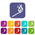 Match flame icons set Royalty Free Stock Photo