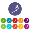 Match flame set icons Royalty Free Stock Photo