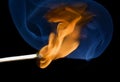 Match flame and smoke Royalty Free Stock Photo