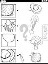 match fruit and vegetables and clippings activity coloring page