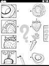 match fruit and vegetables and clippings task coloring page