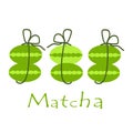 Match. Green macarons cookies from matches. Plant for cooking ingredients, baking and tea. Vector illustration