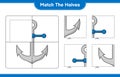 Match the halves. Match halves of Anchor. Educational children game, printable worksheet, vector illustration Royalty Free Stock Photo