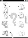 match halves of cats pictures task coloring page