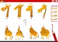 match halves of pictures with funny giraffes educational game