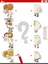 Match halves of pictures with sheep educational game