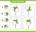 Match the halves. Match halves of Pinwheels. Educational children game, printable worksheet, vector illustration Royalty Free Stock Photo