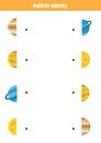 Match halves of solar system planets. Logical game. Royalty Free Stock Photo