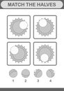 Match halves of Sun. Worksheet for kids