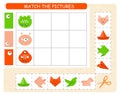 Match the pictures. Find the correct color. Funny monsters. Activity educational game for children.