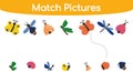 Match pictures kids game vector illustration isolated on white background