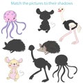 Match the pictures to their shadows child game