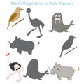 Match the pictures to their shadows child game Royalty Free Stock Photo