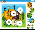 match the pieces activity with cartoon vegetable characters