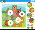 match the pieces activity with cartoon wild animals
