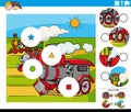 Match pieces game with cartoon engines vehicles characters