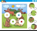 Match pieces puzzle game with cartoon dogs group Royalty Free Stock Photo